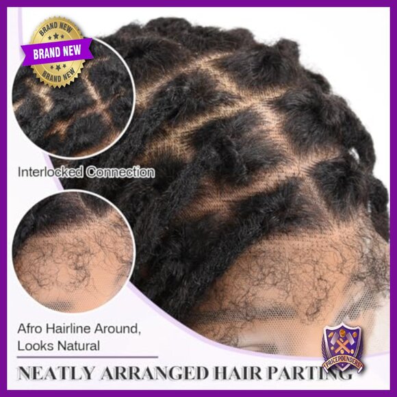 Full Lace Human Hair Dreadlock Wig 68 Strands Handmade Natural Dreads main image 6